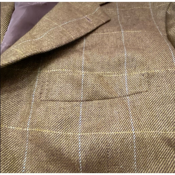 Cashmere KITON Men's Blazer Jacket Windowpane Plaid Gold Italy 44 - Picture 4 of 8